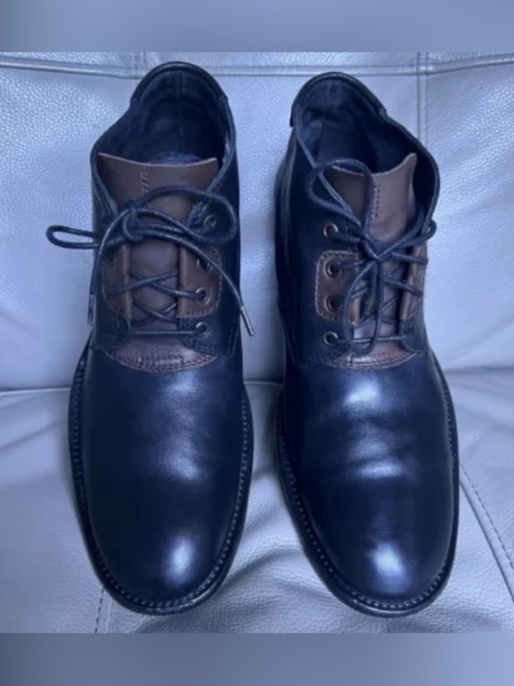 H by Hudson Terran Alaska Oxfords Lace Up Boots Size 41 US 8 Leather Black Brown